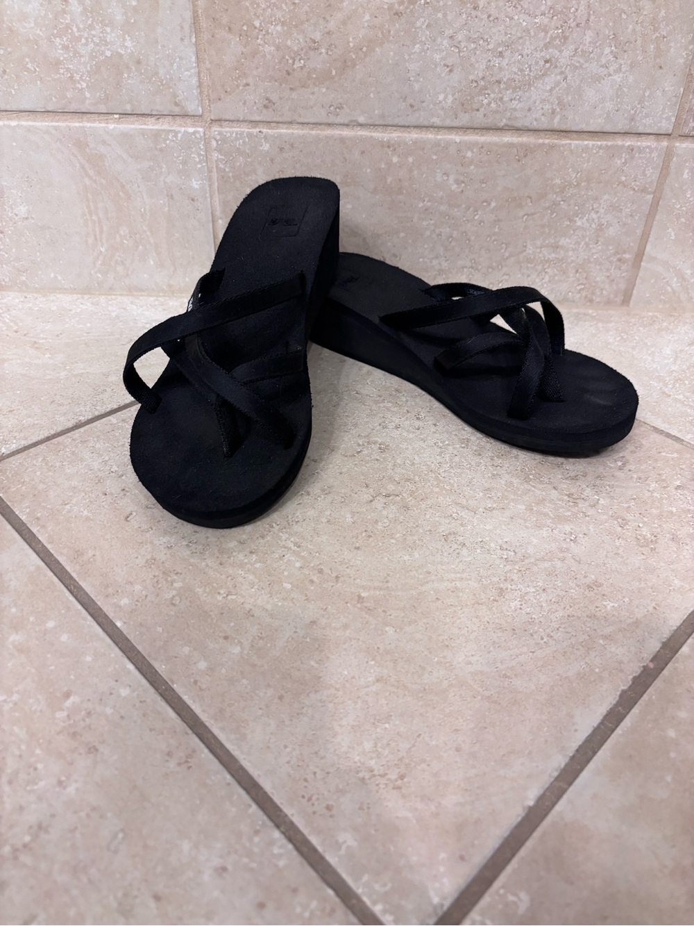 Teva Black Women’s Wedge Flip-Flop Sandals